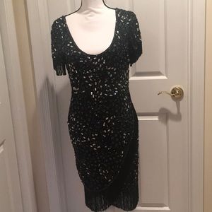 Riazee black sequined cocktail dress